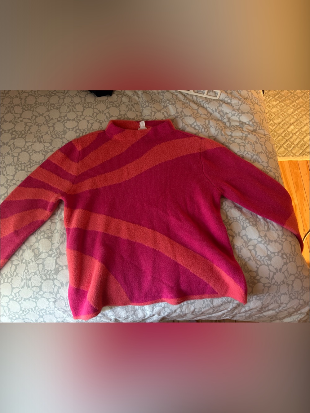 Bright Pink & Orange Striped Women's Sweater
